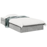 Gossi cadru de pat cu sertare, gri beton, 100x200 cm, lemn prelucrat