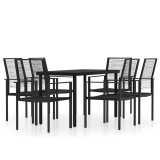 Cumpara ieftin Set de servit masa pentru gradina, 7 piese, negru
