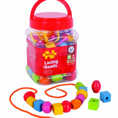 Set margele din lemn pentru insirat PlayLearn Toys