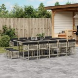 vidaXL Set mobilier de grădină cu perne 15 piese gri deschis poliratan