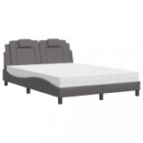 Cumpara ieftin Pat, Viana, cu saltea, gri, 140x200 cm, piele ecologica