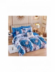 Lenjerie finet premium cu elastic pentru pat dublu model cu fluturi si flori foto