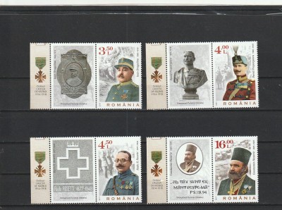ROMANIA 2017 LP 2174 a GLORIE EROILOR PRIMULUI RAZBOI MONDIAL SERIE CU VINIETA MNH NESTAMPILATA foto