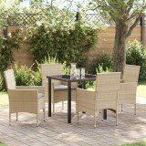 VidaXL Set de masă pentru grădină cu pernă 5 pcs Bej Rattan poli