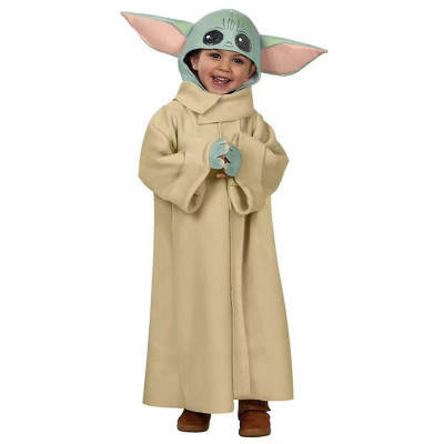 Costum pentru copii IdeallStore&amp;reg;, Baby Yoda, bej, 5-7 ani, masca inclusa foto