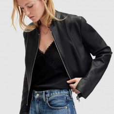 AllSaints geaca de piele SADLER JACKET femei, culoarea negru, de tranzitie, WL508Z