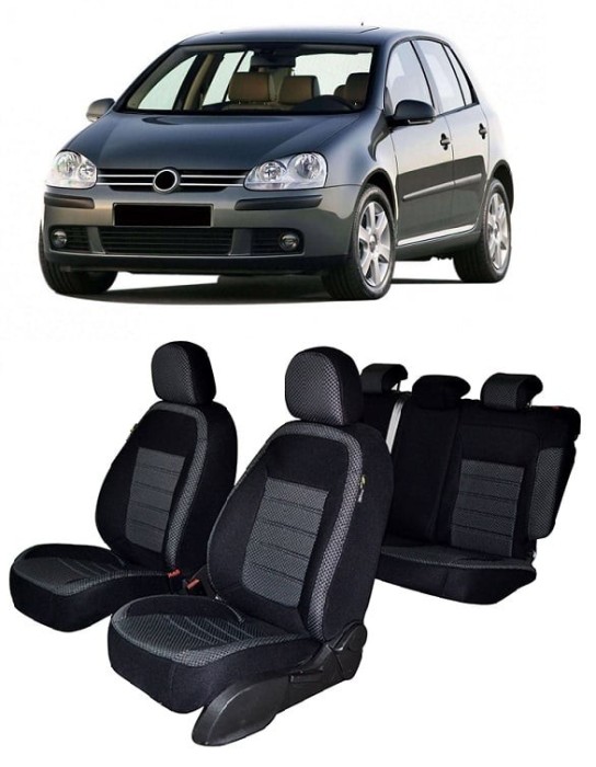 Set huse scaune auto originale VOLKSWAGEN Golf 5 2004-2009 (Bancheta fractionata si 2 huse pentru cotiere)