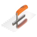 Gletiera zimtata 270x128 mm cu dinti 10 mm, inox, maner din lemn