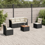 VidaXL Set mobilier de grădină cu perne, 6 piese, negru, poliratan