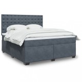 VidaXL Pat box spring cu saltea, gri &icirc;nchis, 180x200 cm, catifea 3293291