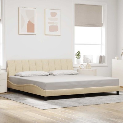 vidaXL Cadru de pat fără saltea, Hanko, crem, 200x200 cm, textil 3310417 foto
