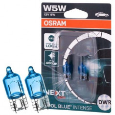 Set becuri auto W5W OSRAM 2825CBN02B 12V; 5W; COOL BLUE INTENSE (NextGen); cu pana 100% mai multa lumina; albastru; W2.1x9.5d; Omologare: ECE; pana l