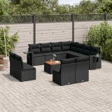 Gossi set canapele de gradina, 12 piese, cu perne, negru, poliratan