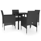 Cumpara ieftin Set masa pentru gradina, 5 piese, cu perne, negru