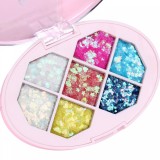 Paleta cu glitter, flippy, varianta 1, 7 nuante, pentru corp si par, 50 g, rezistent la apa, 9.8 x 6.8 cm, multicolor
