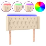 Cumpara ieftin Tablie de pat cu LED, crem, 103x16x78/88 cm, textil