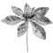 Floare Decorativă Crăciun, Glitter, Argintiu, 15.5cm