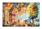 Cumpara ieftin Tablou GIGANT stilizat indragostiti pictat manual dormitor, living, Noi doi sub umbrela mea, 150x100cm ulei pe panza