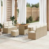 Set de canapele pentru grădină cu pernă 8 pcs Bej Rattan poli