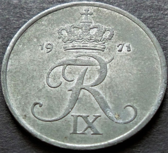 Moneda 2 ORE - DANEMARCA, anul 1971 * cod 3927 = patina