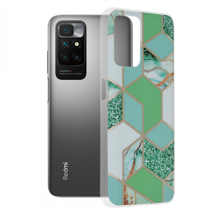 Husa pentru Xiaomi Redmi 10 2021 / Redmi 10 2022, Techsuit Marble Series, Green Hex