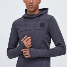 The North Face bluza barbati, culoarea gri, cu glugă, neted