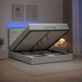 Cumpara ieftin Pat Ottoman cu Saltea si LED Gri deschis 180 x 200 cm Catifea