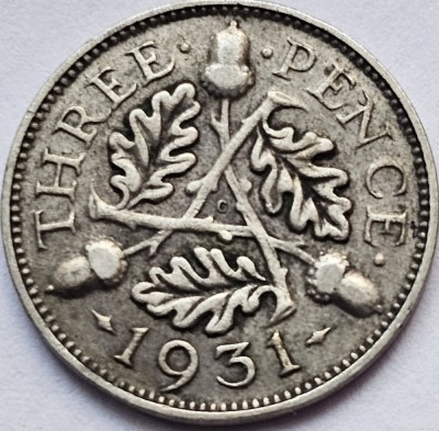 3 pence 1931 Marea Britanie, George V , argint, km#813 foto