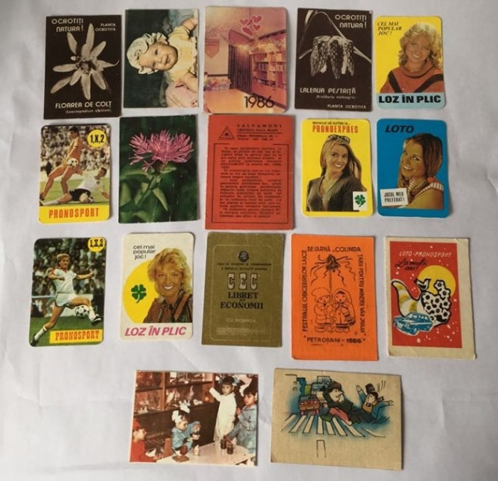 Lot 17 calendare de buzunar anii 1986- 1987, colectie, vintage