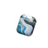 Husa airpods cu inel prindere marble albastru