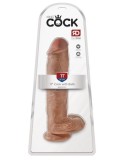 Dildo 11&quot; Cock with Balls, Tan, King Cock