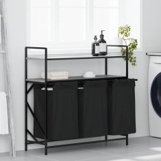vidaXL Coș de rufe 3 compartimente cu rafturi sonoma gri 859083