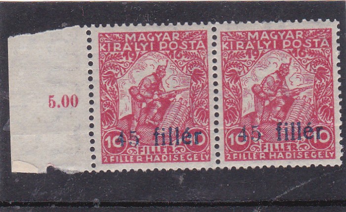 ROMANIA 1919, OCUPATIA SARBEASCA IN TIMISOARA 10 filer/15 filer supratipar,MNH.