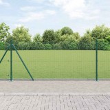 Gard din plasă sudată cu 13 st&acirc;lpi flansați Verde 0.8x25 m Oțel