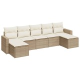 Cumpara ieftin Set canapele de gradina, 7 piese, cu perne, bej, poliratan