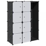 Cumpara ieftin Dulap modular cu 9 compartimente, 109x36,5x143 cm, negru si alb
