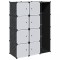 Dulap modular cu 9 compartimente, 109x36,5x143 cm, negru si alb