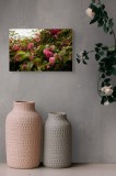 Tablou Canvas, "Grădina cu trandafiri de vară rozalii", Flori, Roz, Frunze, Natură, Ramuri, Grădină, Delicatețe, Abundență, Frumusețe, Viu, Vibrație,
