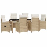 vidaXL Set dining pentru exterior 7 pcs Bej și alb crem 3422344