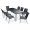 vidaXL Set mobilier de exterior, 9 piese, negru, oțel 43311