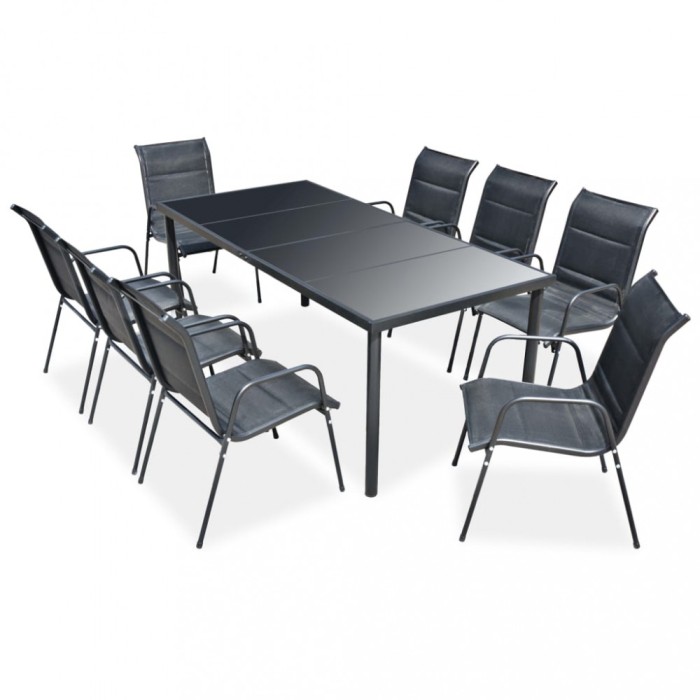 vidaXL Set mobilier de exterior, 9 piese, negru, oțel 43311