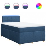 Cumpara ieftin Pat box spring cu saltea, albastru, 120x200 cm, textil