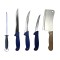 Set profesional de macelarie, dezosat, injunghiat, transat, filetat, satar, masat pentru ascutit, 3 cutite otel carbon
