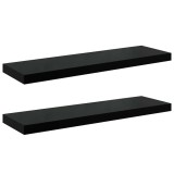Cumpara ieftin Rafturi de perete 2 buc., negru extralucios, 80x23,5x3,8 cm MDF