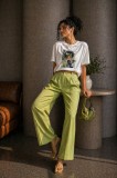 Tricou dama alb din bumbac cu imprimeu fetita cu milkshake