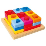 Joc forme pentru sortat, colorate din lemn, 29 piese, Bino Toys