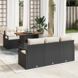 Set canapea gradina Gossi 6 piese cu perne negru ratan poliester, canapea gradina Gossi 2 persoane cu depozitare si perne negru ratan poliester