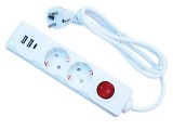 Cumpara ieftin Prelungitor alb 1,5 m cu 2 prize Schuko, 2 porturi USB-A si 1 port USB-C, intrerupator ON OFF