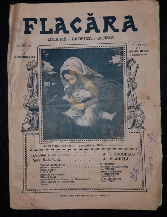 BANU C. (Director), FLACARA (Literara, Artistica si Sociala), Anul III, Numarul 10, 1913, Bucuresti