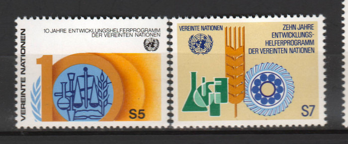 TIMBRE 142 2, ONU, VIENA, 1981, 10 ANI VOLUNTARIAT ONU.
